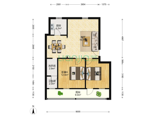 铁路C区 2室2厅2卫 85平方
