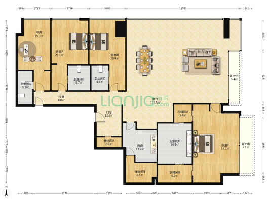 华润城万象府 4室1厅4卫 400平方