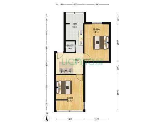 万年场横街2号 2室1厅1卫 55平方