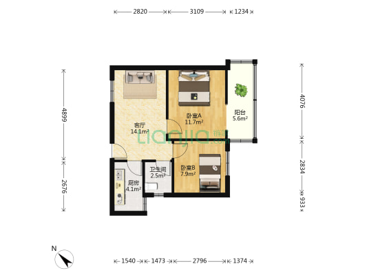 南坪东路7到90号 2室1厅1卫 57平方
