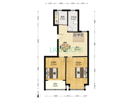 春惠苑 2室1厅1卫 89平方