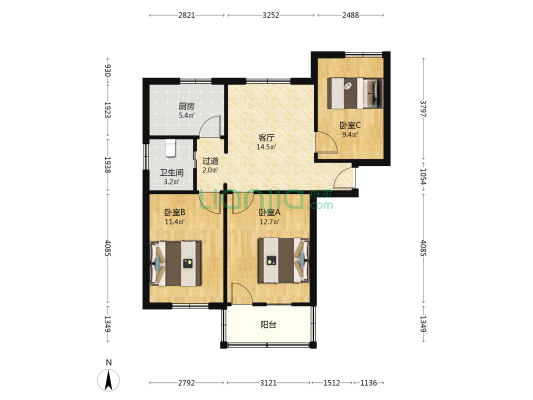 园丁新村 3室1厅1卫 74平方