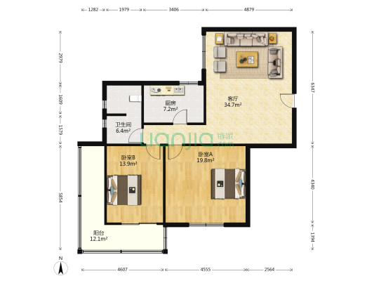 交通银行家属院 2室1厅1卫 120平方