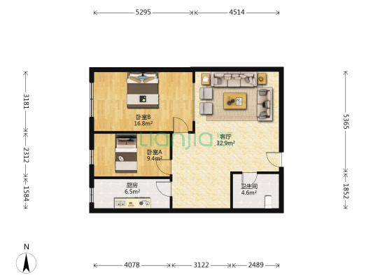 今阁公寓 2室1厅1卫 94平方