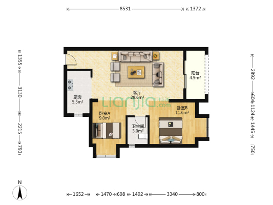 江山如画八期 2室1厅1卫 81平方