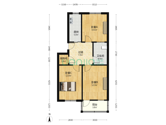 电科苑 3室0厅1卫 71平方