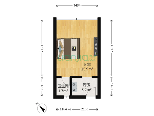 振兴小区 1室0厅1卫 28平方