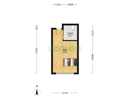 苹果甸 1室0厅1卫 40平方