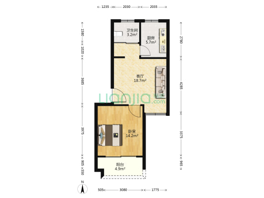 东方吉苑 1室1厅1卫 56平方