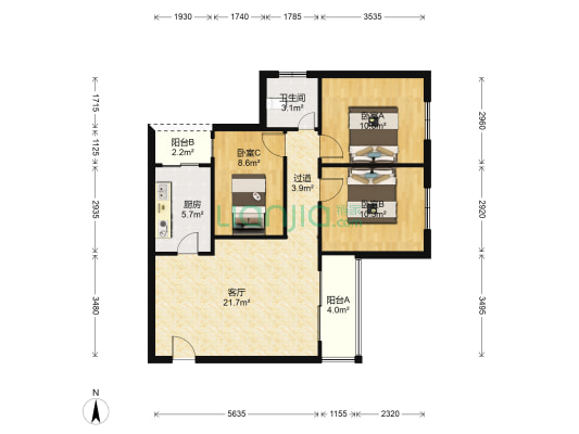 富麗逹花園 3室1厅1卫 83平方