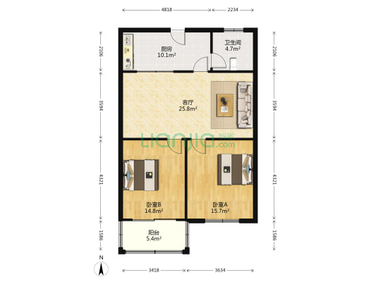 亲水半岛 2室1厅1卫 533平方
