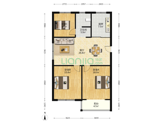 善成新村 3室1厅1卫 103平方