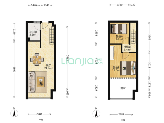 西城壹号 2室1厅1卫 42平方