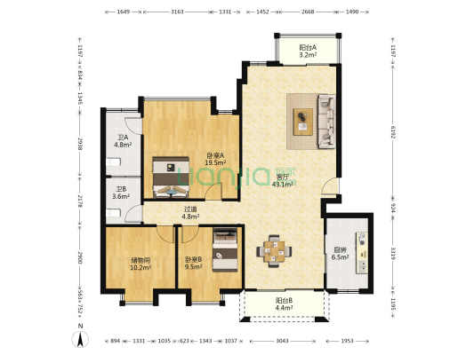 新堤乐居 2室1厅2卫 57平方