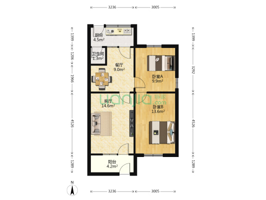 临潼区东环路工行家属楼 2室2厅1卫 63平方