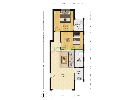 怡和新村 2室1厅2卫 82平方