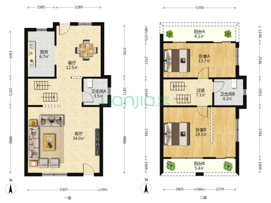 禹洲香溪里6#地块 2室2厅2卫 88平方