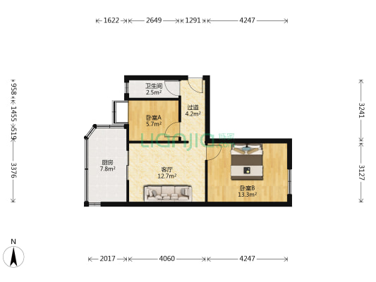 春城路52号 2室1厅1卫 43平方