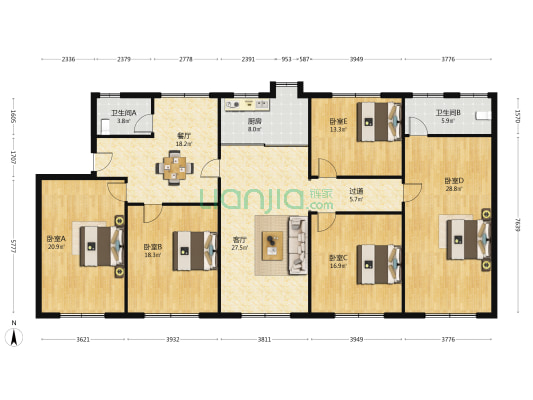 七六路 5室2厅2卫 200平方