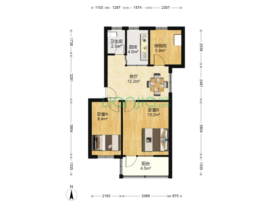 扬子十二村 2室1厅1卫 68平方