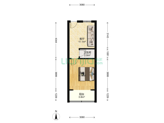 劳动路 1室1厅1卫 34平方