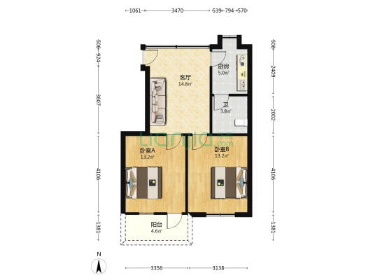 普济巷15号 2室1厅1卫 63平方