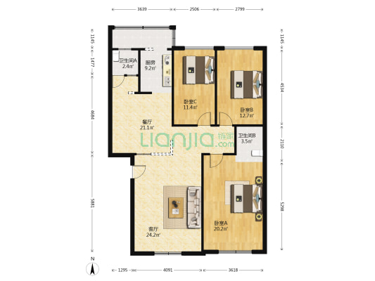 襄阳市公路管理处樊城公路段 3室2厅2卫 128平方