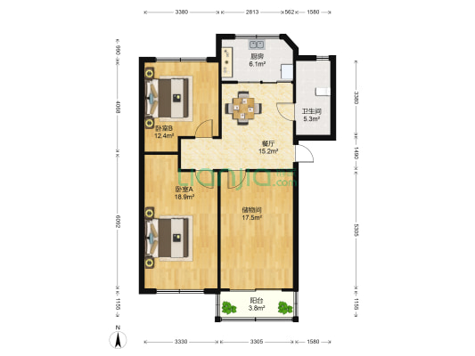 先中新村 2室1厅1卫 94平方