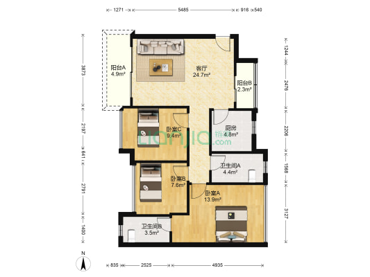 佳兆业新都汇 3室1厅2卫 99平方