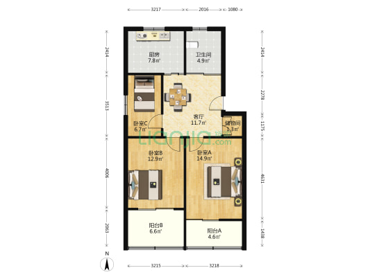 和燕路275号 3室1厅1卫 89平方