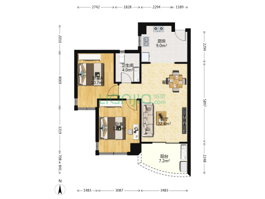 三亚一山湖 2室1厅1卫 76平方