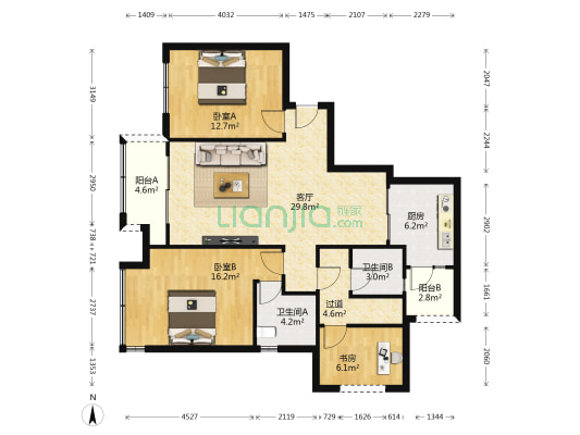 金融街融府 3室1厅2卫 108平方