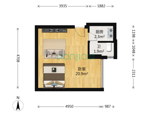 天诚广场 1室0厅1卫 36平方