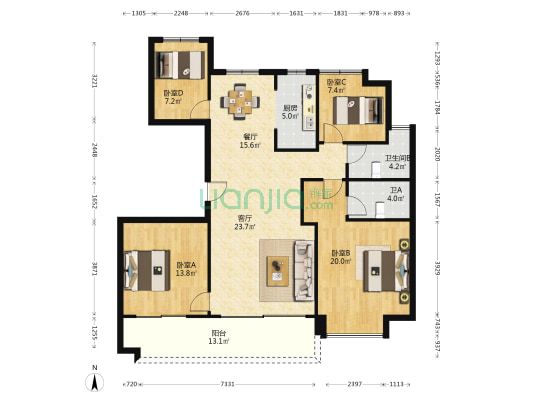 碧桂园天悦 4室2厅2卫 141平方