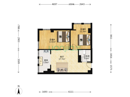 泰华金汇时代 2室1厅1卫 73平方