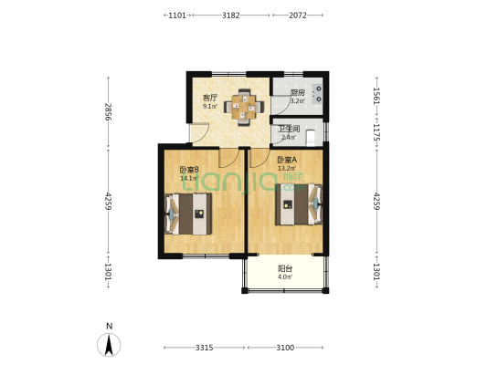 西兴街 2室1厅1卫 58平方