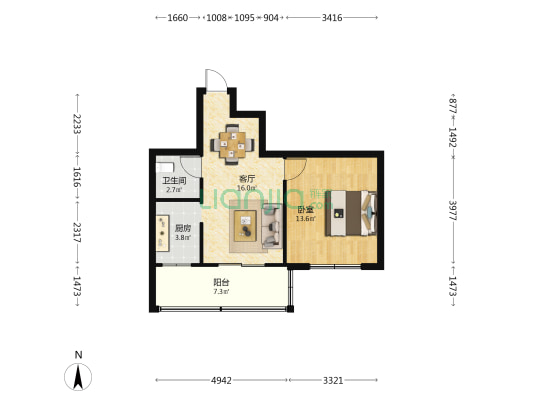 新塘家园西区 1室1厅1卫 55平方