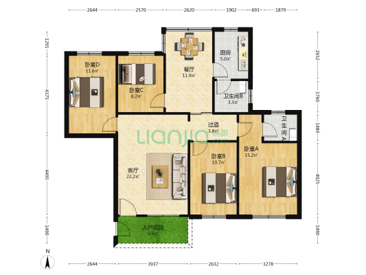 富乐苑 4室2厅2卫 116平方