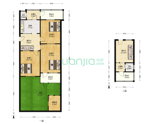 化工局宿舍 3室2厅2卫 104平方