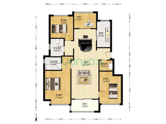 祥生云溪新语 4室1厅2卫 116平方