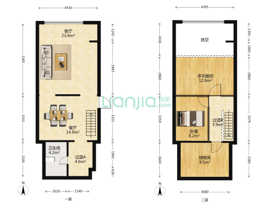 小城故事B座 2室2厅1卫 122平方