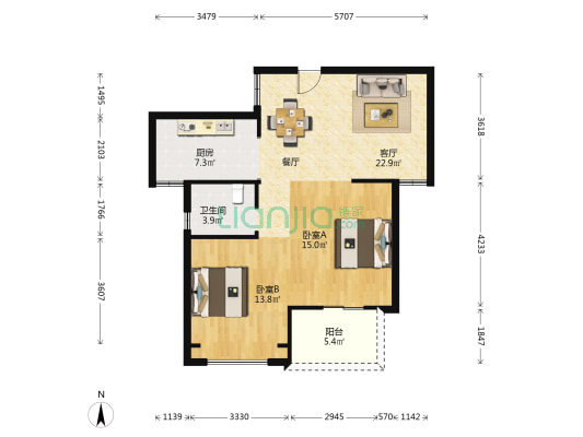 东澜湾雅园 2室1厅1卫 87平方