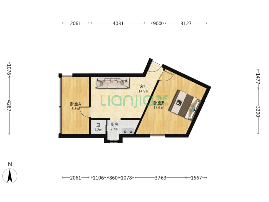 普陀路97号 2室1厅1卫 49平方
