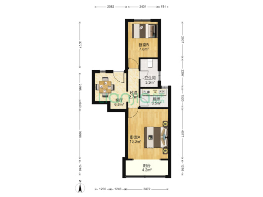康强坊 2室1厅1卫 55平方