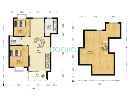 香槟郡南区 2室1厅1卫 87平方