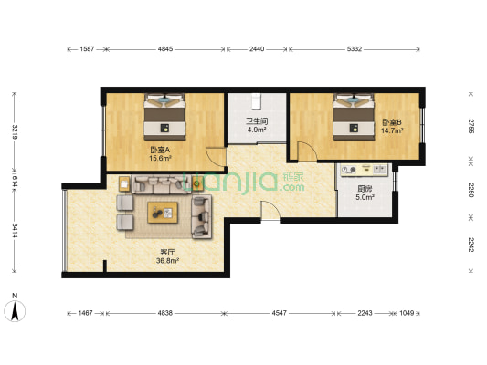 日出印象 2室1厅1卫 107平方