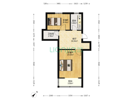 长虹路447号 2室1厅1卫 54平方