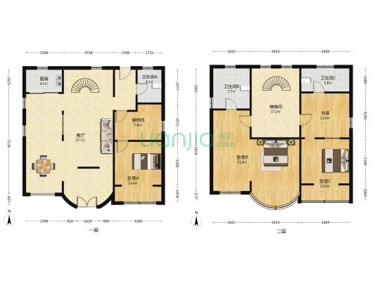 梦盈花园别墅 4室1厅3卫 183平方