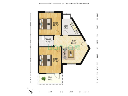 省国资委小区 2室1厅1卫 69平方