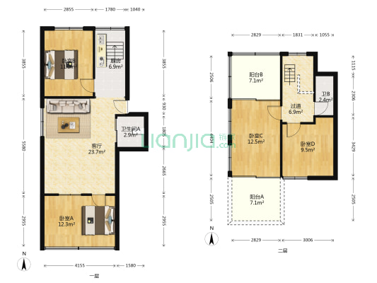 人民路三百六十一号 4室1厅2卫 68平方